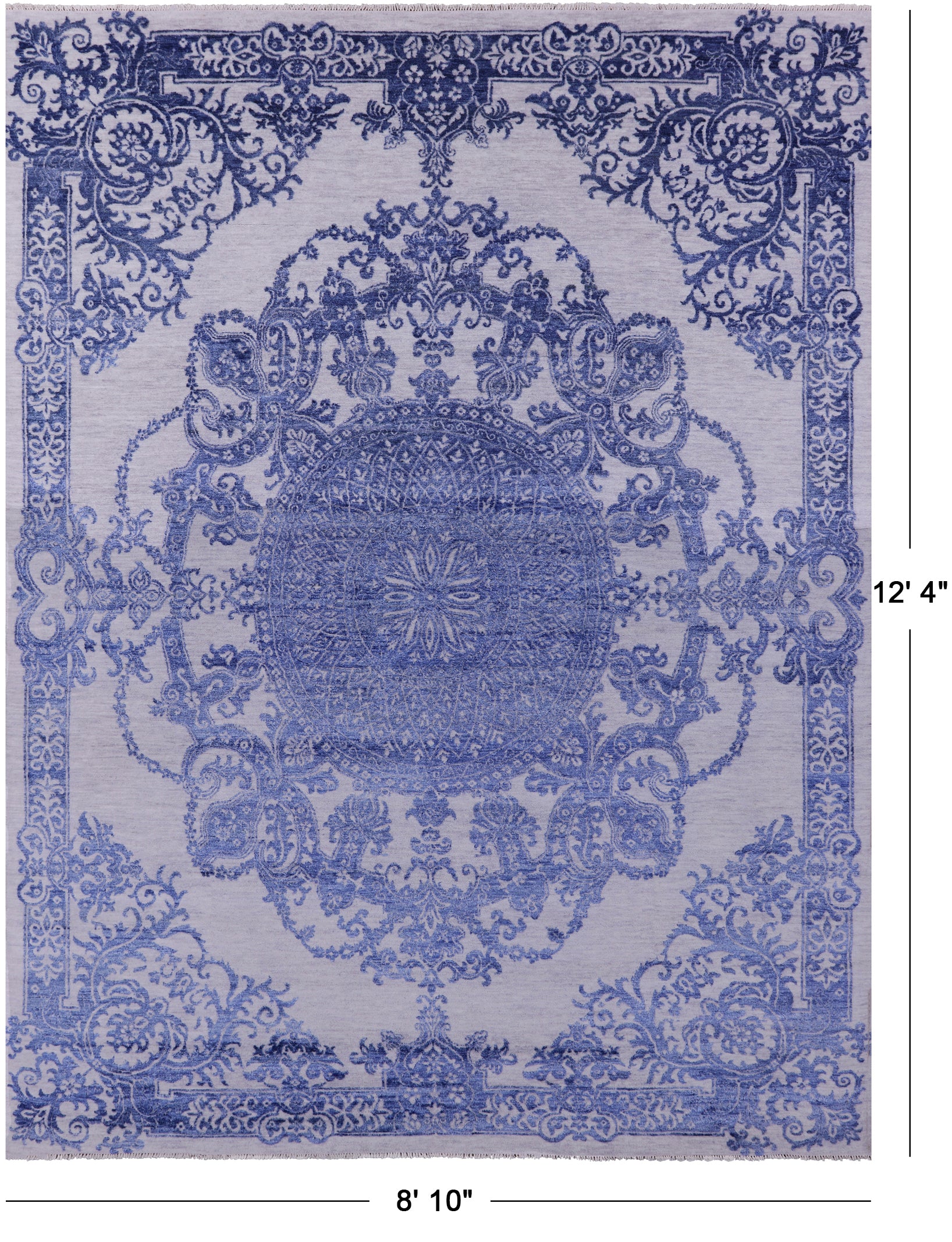 Grey Persian Hand Knotted Wool & Silk Rug - 8' 10" X 12' 4" - Golden Nile