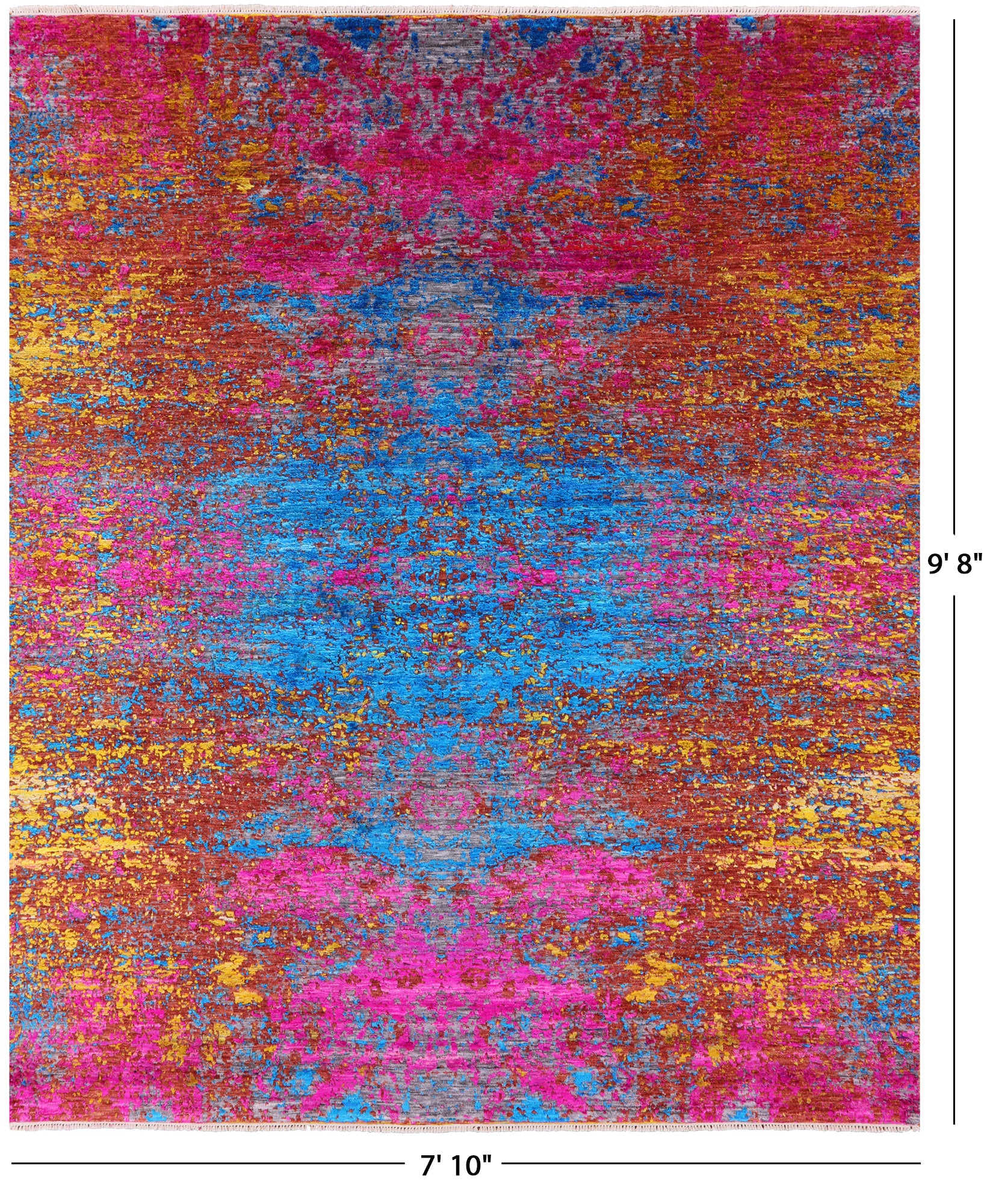 Contemporary Hand Knotted Wool & Silk Rug - 7' 10" X 9' 8" - Golden Nile