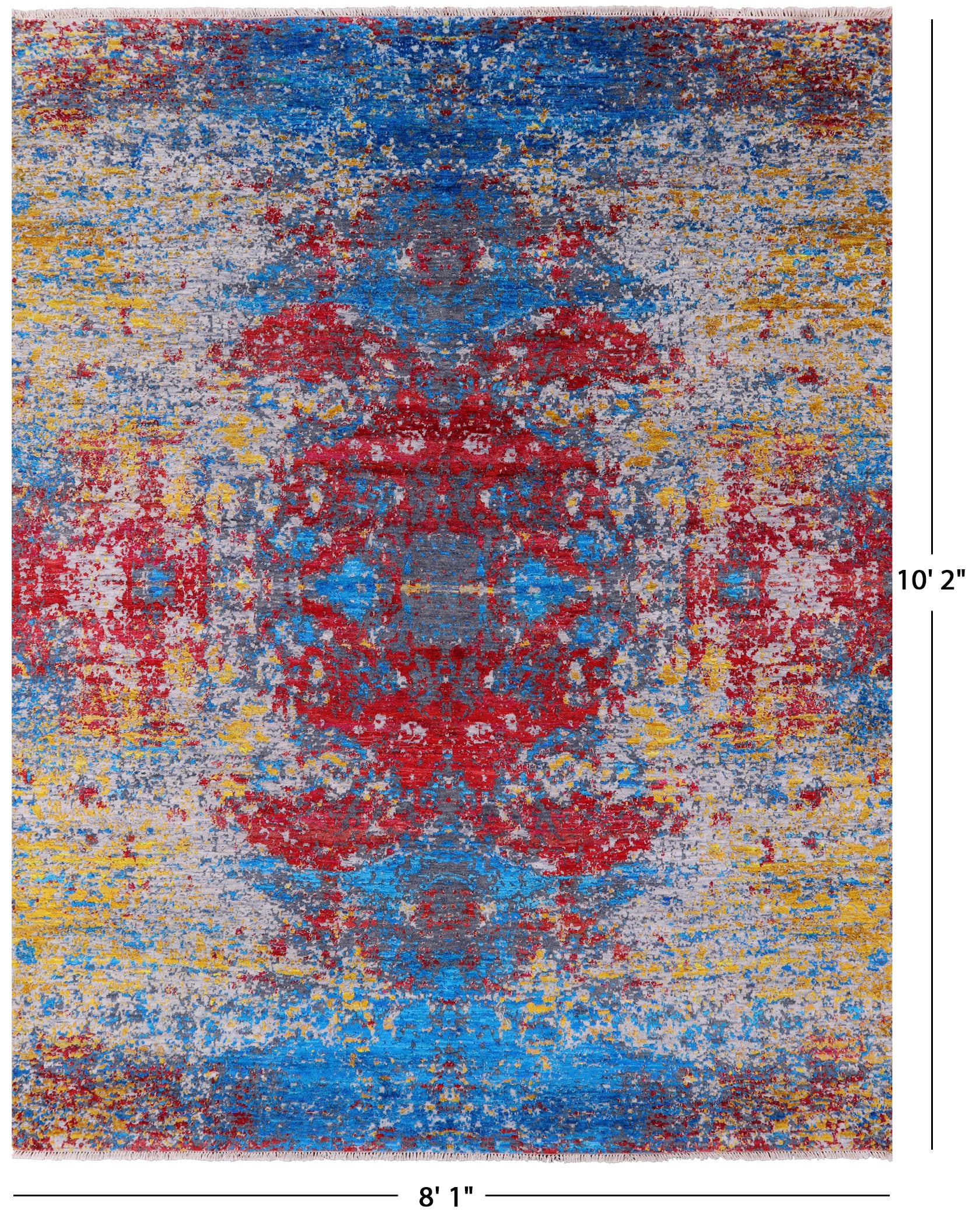 Contemporary Hand Knotted Wool & Silk Rug - 8' 1" X 10' 2" - Golden Nile