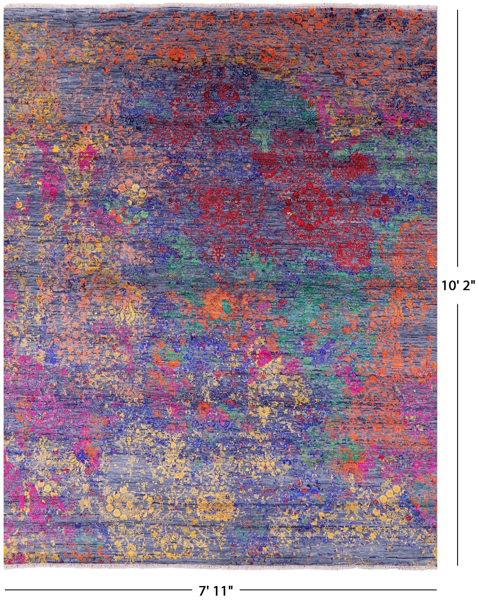 Contemporary Hand Knotted Wool & Silk Rug - 7' 1" X 10' 2" - Golden Nile