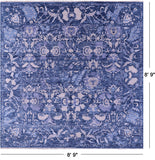 SUPER SALE Blue Square Modern Hand Knotted Wool  Rug - 8' 9" X 8' 9"