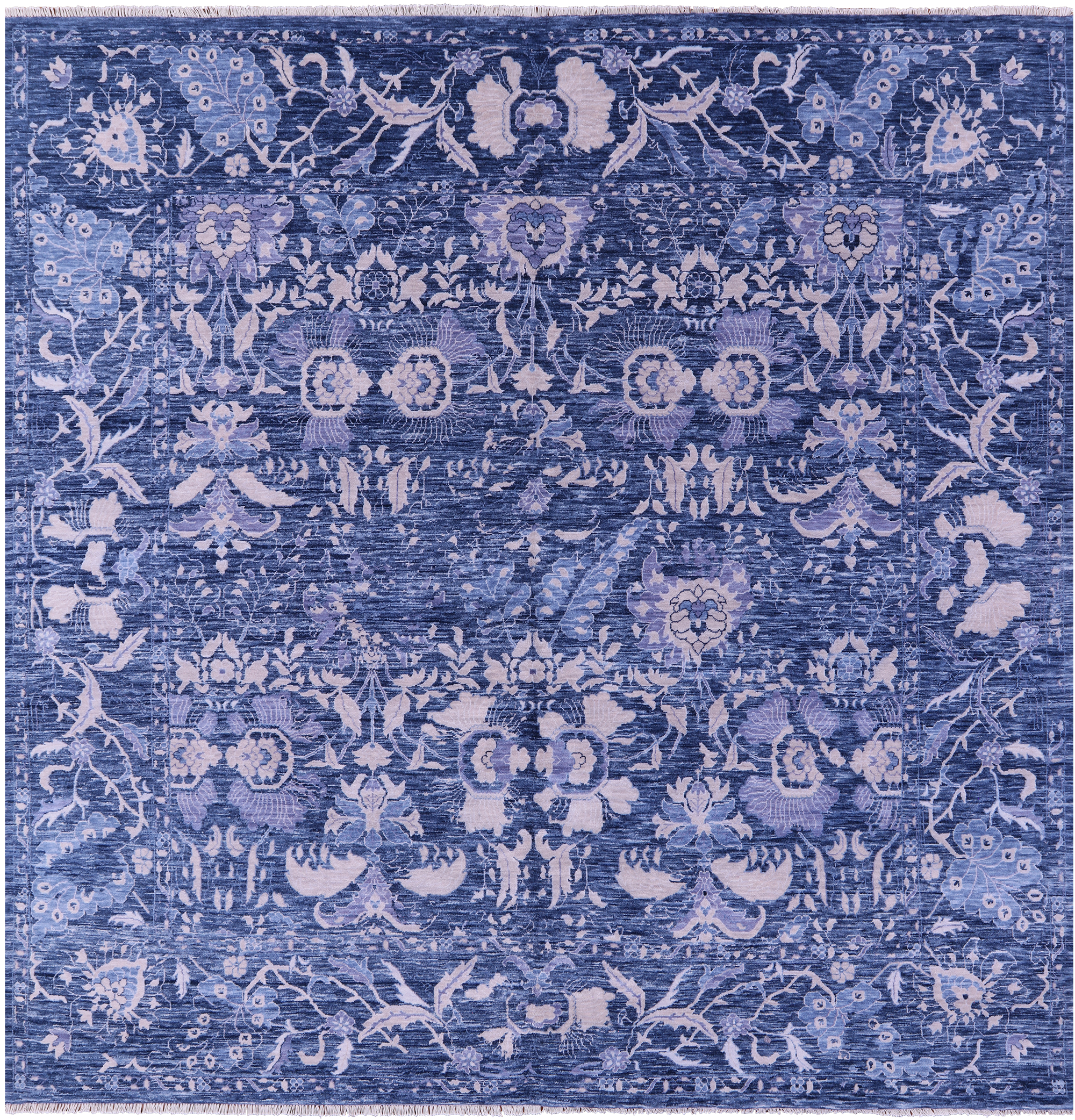 SUPER SALE Blue Square Modern Hand Knotted Wool  Rug - 8' 9" X 8' 9"