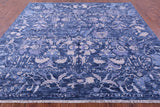 SUPER SALE Blue Square Modern Hand Knotted Wool  Rug - 8' 9" X 8' 9"