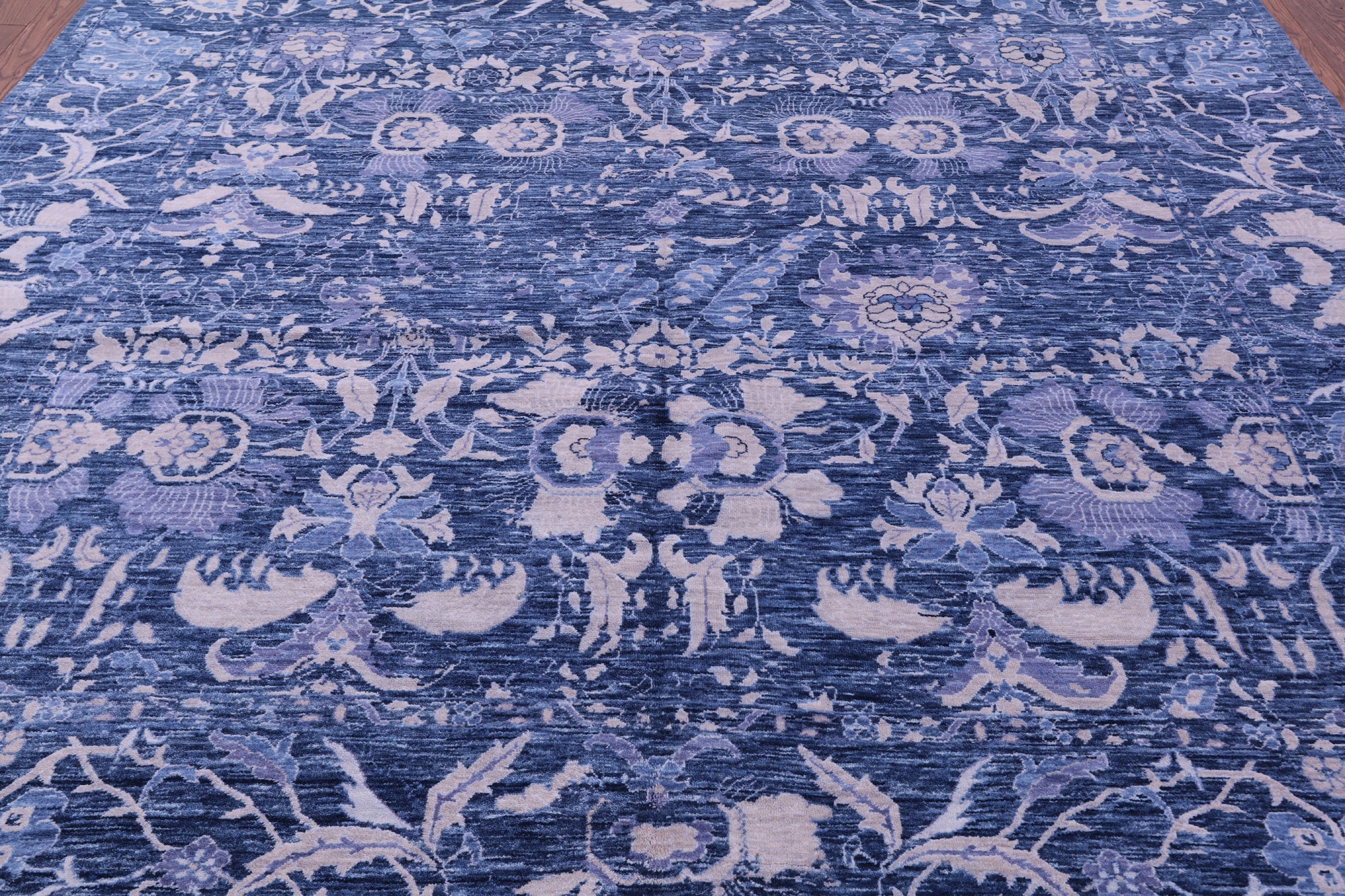 SUPER SALE Blue Square Modern Hand Knotted Wool  Rug - 8' 9" X 8' 9"