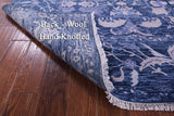 SUPER SALE Blue Square Modern Hand Knotted Wool  Rug - 8' 9" X 8' 9"