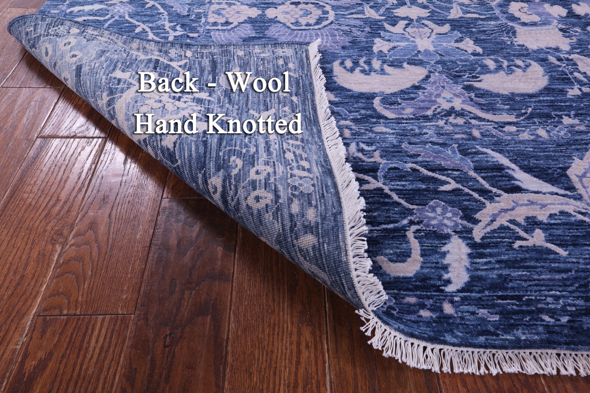 SUPER SALE Blue Square Modern Hand Knotted Wool  Rug - 8' 9" X 8' 9"