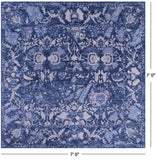 Blue Square Modern Hand Knotted Wool Rug - 7' 0" X 7' 0" - Golden Nile