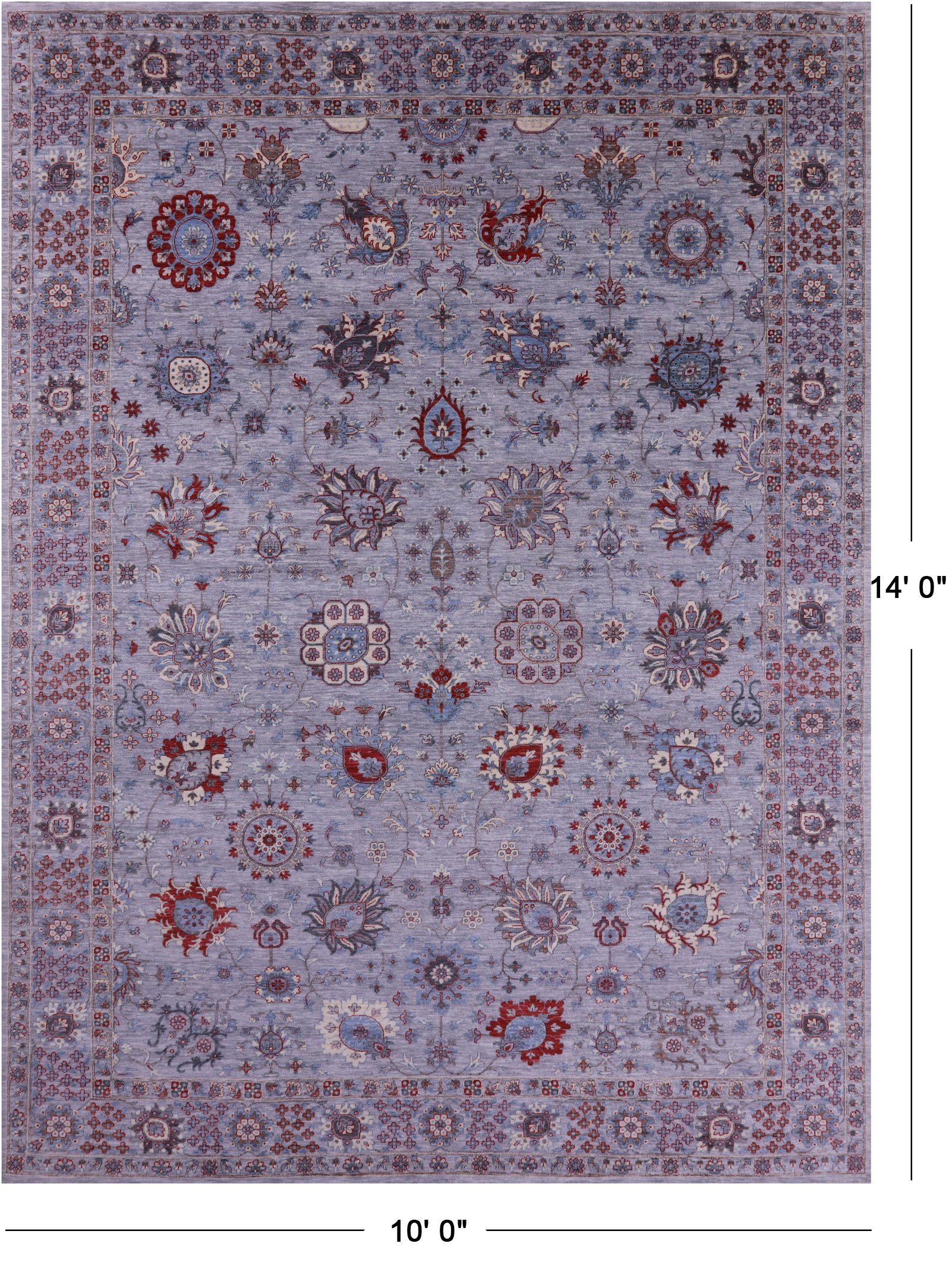 Grey Persian Handmade Wool Rug - 10' 0" X 14' 0" - Golden Nile