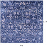 Blue Square Modern Hand Knotted Wool Rug - 9' 10" X 9' 11" - Golden Nile