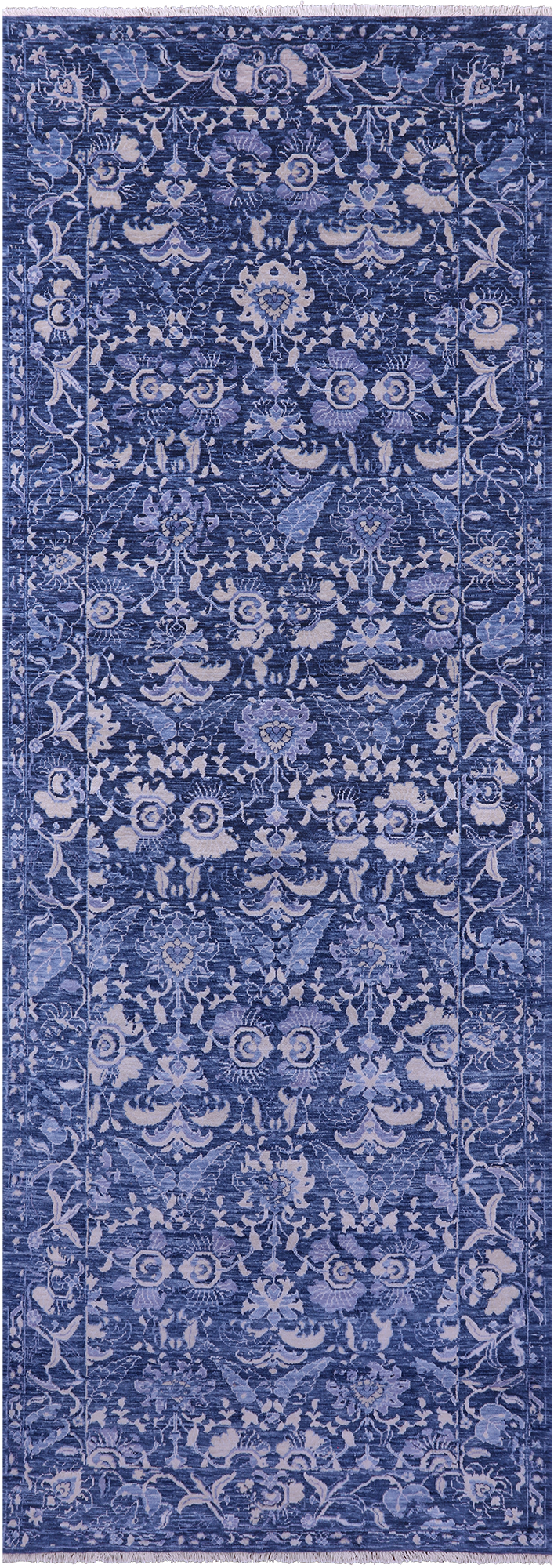 SUPER SALE Blue Modern Handmade Wool Runner Rug - 4' 1" X 11' 10"