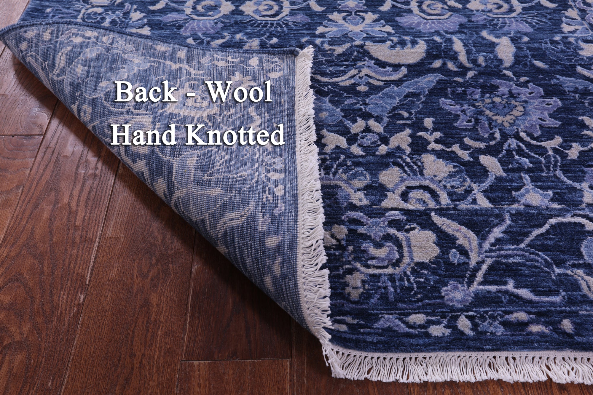 SUPER SALE Blue Modern Handmade Wool Runner Rug - 4' 1" X 11' 10"