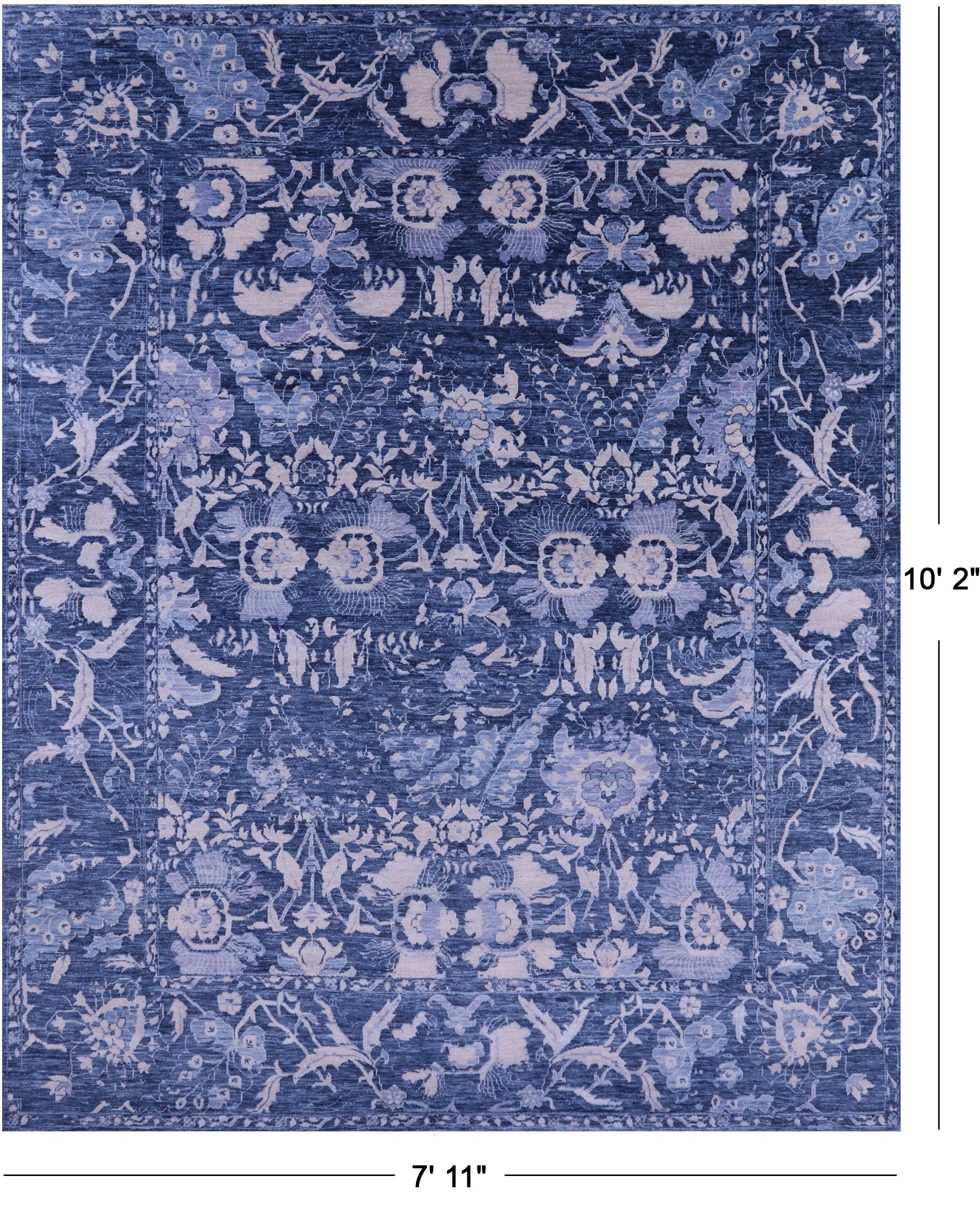 Blue Contemporary Handmade Wool Rug - 7' 11" X 10' 2" - Golden Nile