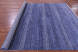 Blue Savannah Grass Hand Knotted Wool & Silk Rug - 8' 1" X 10' 3"