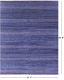 Blue Savannah Grass Hand Knotted Wool & Silk Rug - 8' 1" X 10' 3"