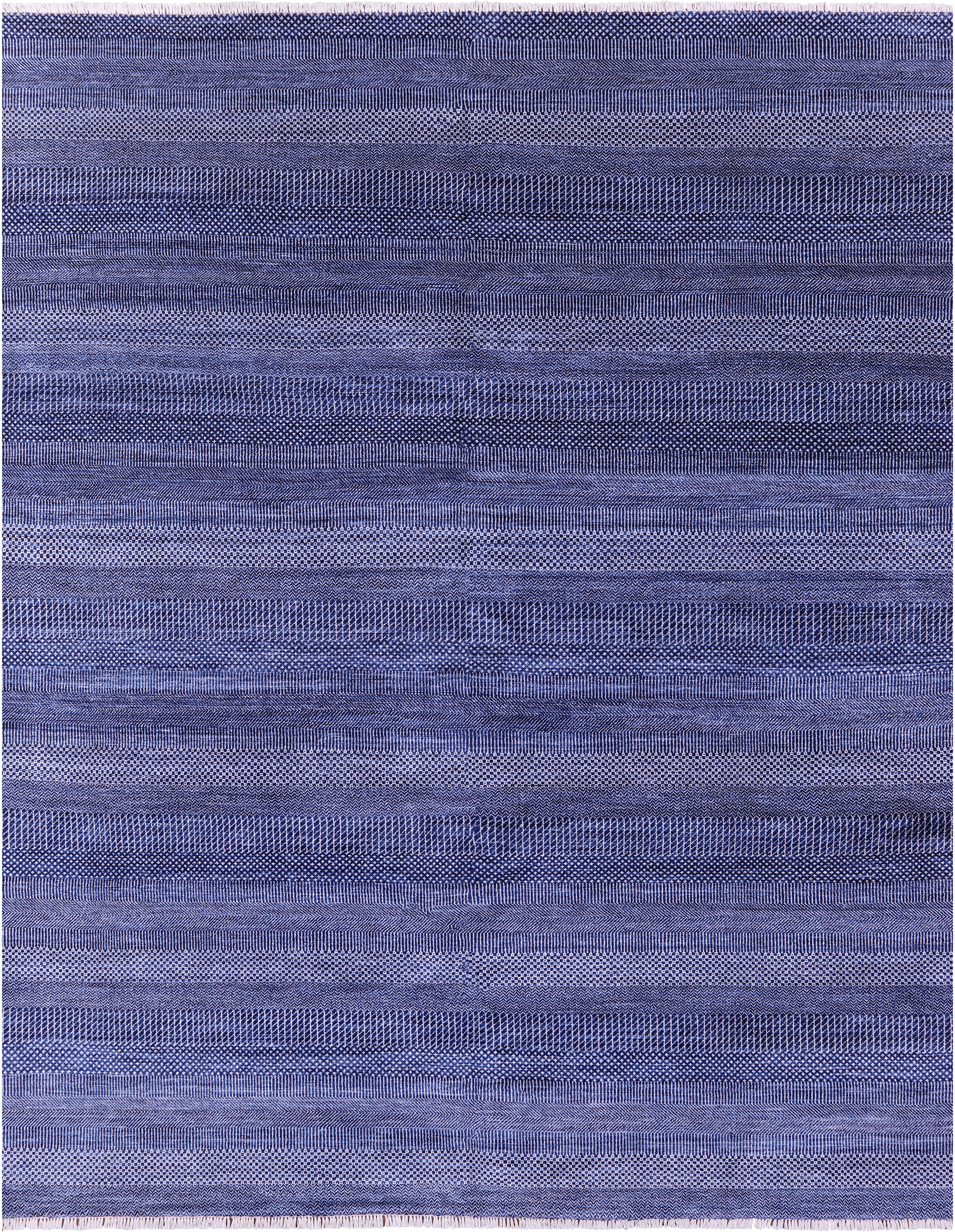 Blue Savannah Grass Hand Knotted Wool & Silk Rug - 8' 1" X 10' 3"