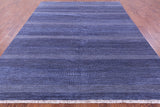 Blue Savannah Grass Hand Knotted Wool & Silk Rug - 8' 1" X 10' 3"