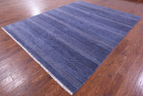 Blue Savannah Grass Hand Knotted Wool & Silk Rug - 8' 1" X 10' 3"