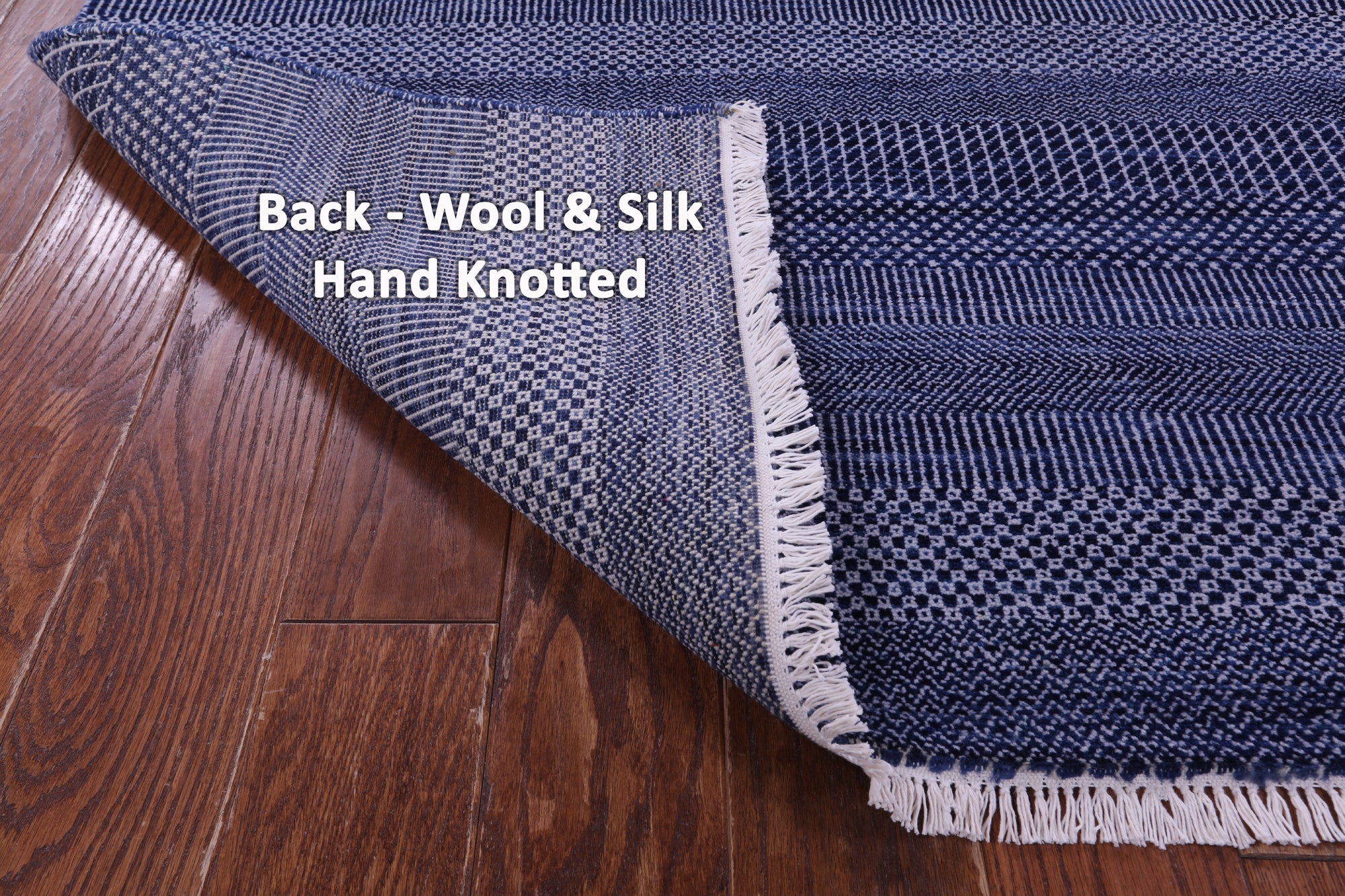 Blue Savannah Grass Hand Knotted Wool & Silk Rug - 8' 1" X 10' 3"