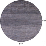 Round Savannah Grass Hand Knotted Wool & Silk Rug - 5' 10" X 5' 11" - Golden Nile