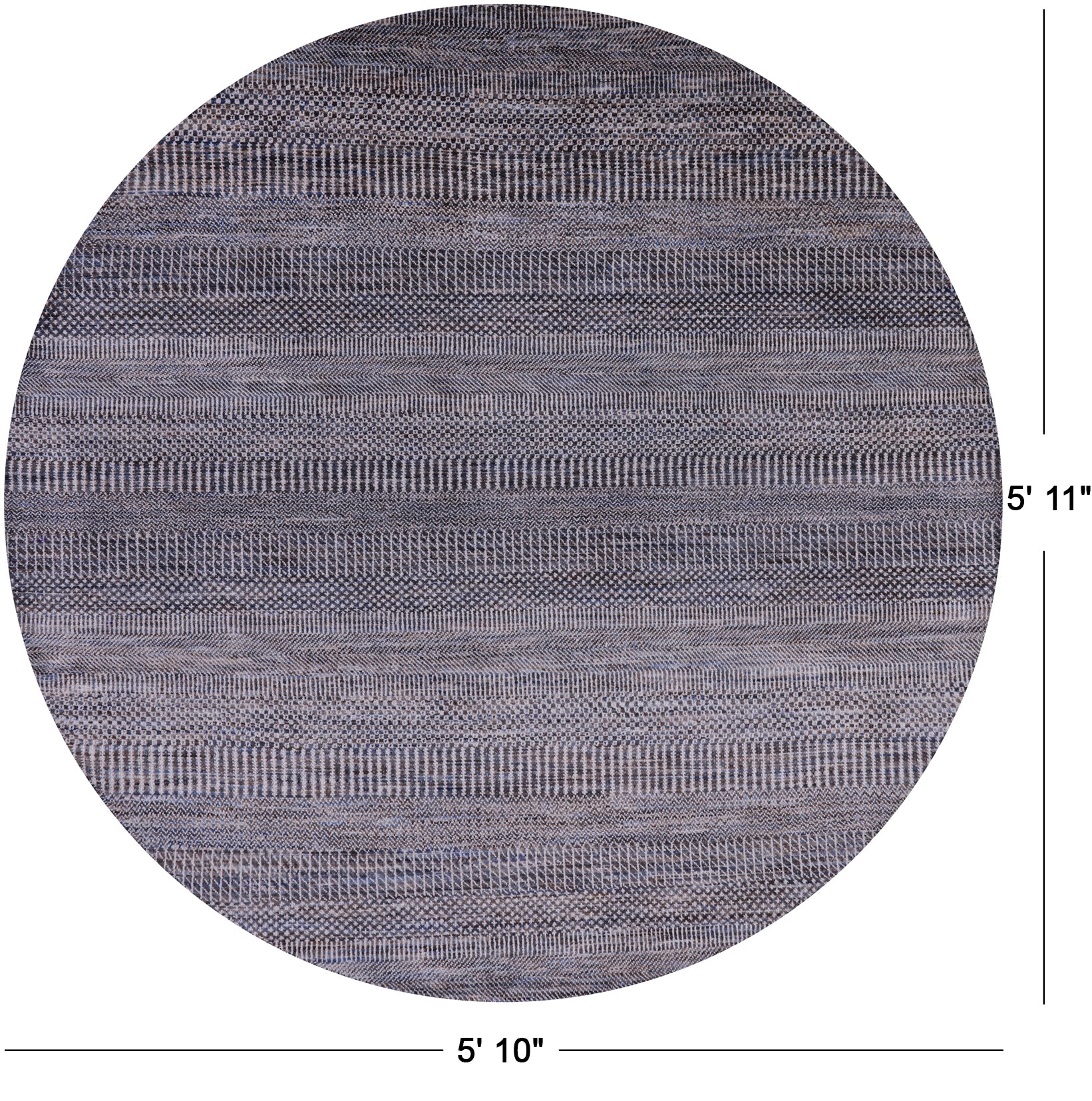 Round Savannah Grass Hand Knotted Wool & Silk Rug - 5' 10" X 5' 11" - Golden Nile