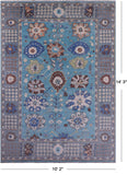 Blue Turkish Oushak Hand Knotted Wool Rug - 10' 2" X 14' 3" - Golden Nile