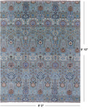 Blue Turkish Oushak Hand Knotted Wool Rug - 8' 0" X 9' 10" - Golden Nile