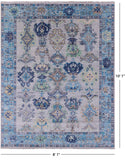Grey Turkish Oushak Hand Knotted Wool Rug - 8' 1" X 10' 1" - Golden Nile