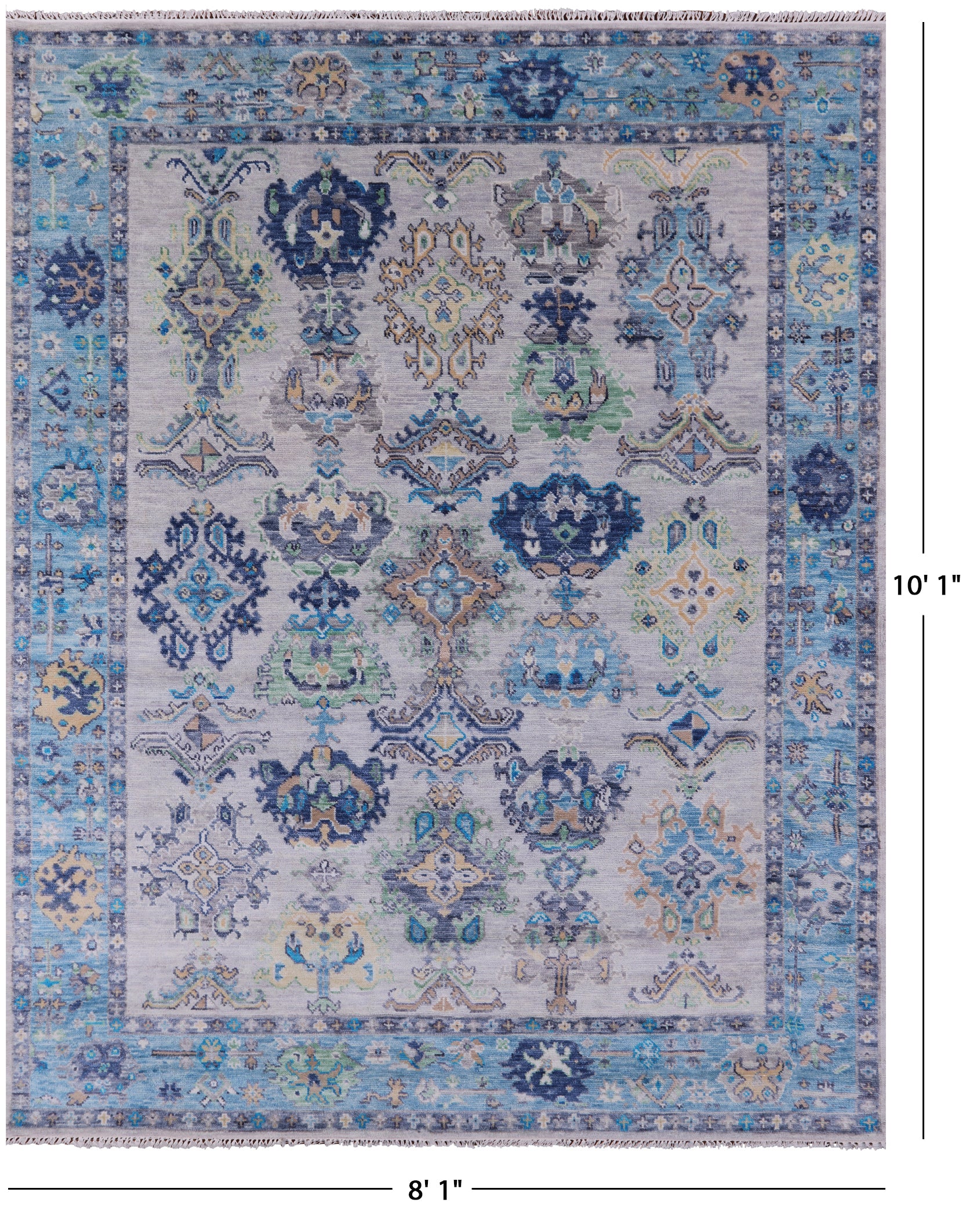 Grey Turkish Oushak Hand Knotted Wool Rug - 8' 1" X 10' 1" - Golden Nile