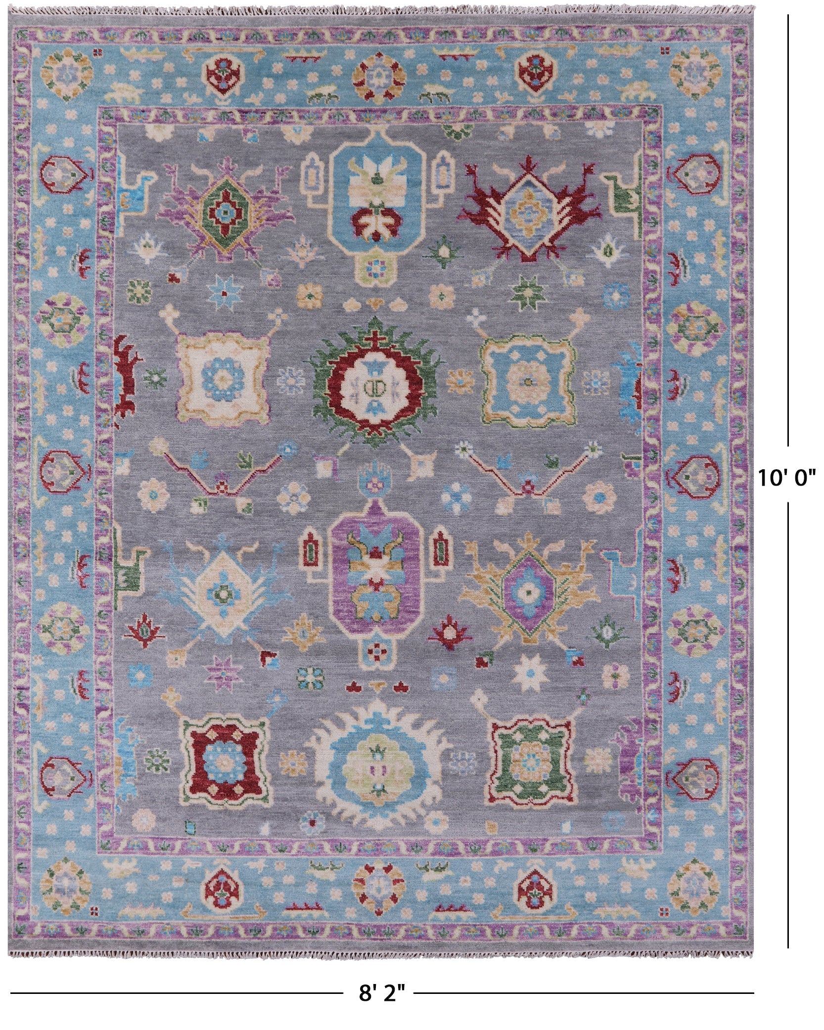 Grey Turkish Oushak Hand Knotted Wool Rug - 8' 2" X 10' 0" - Golden Nile