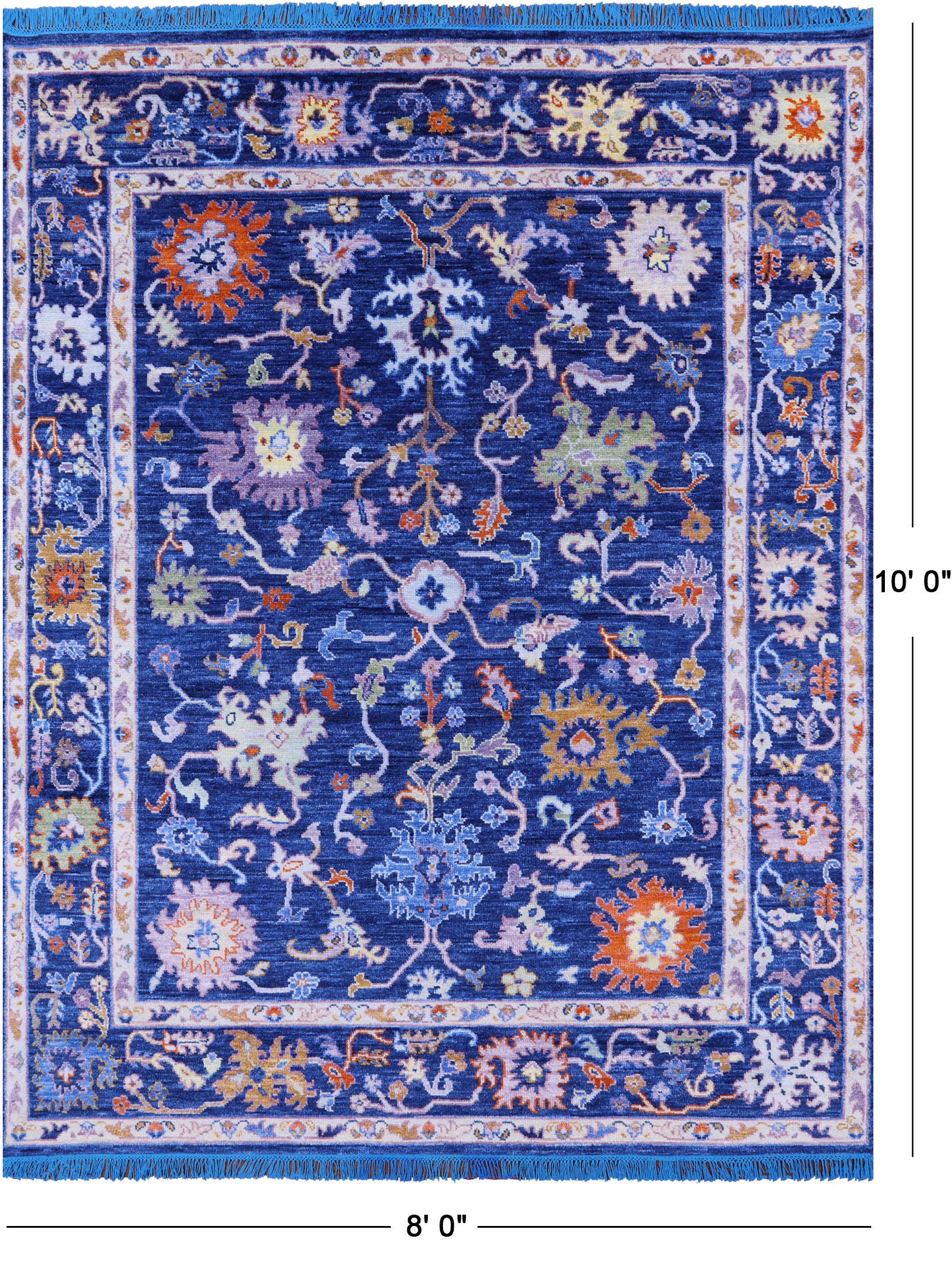 Blue Turkish Oushak Handmade Wool Rug - 8' 0" X 10' 0" - Golden Nile