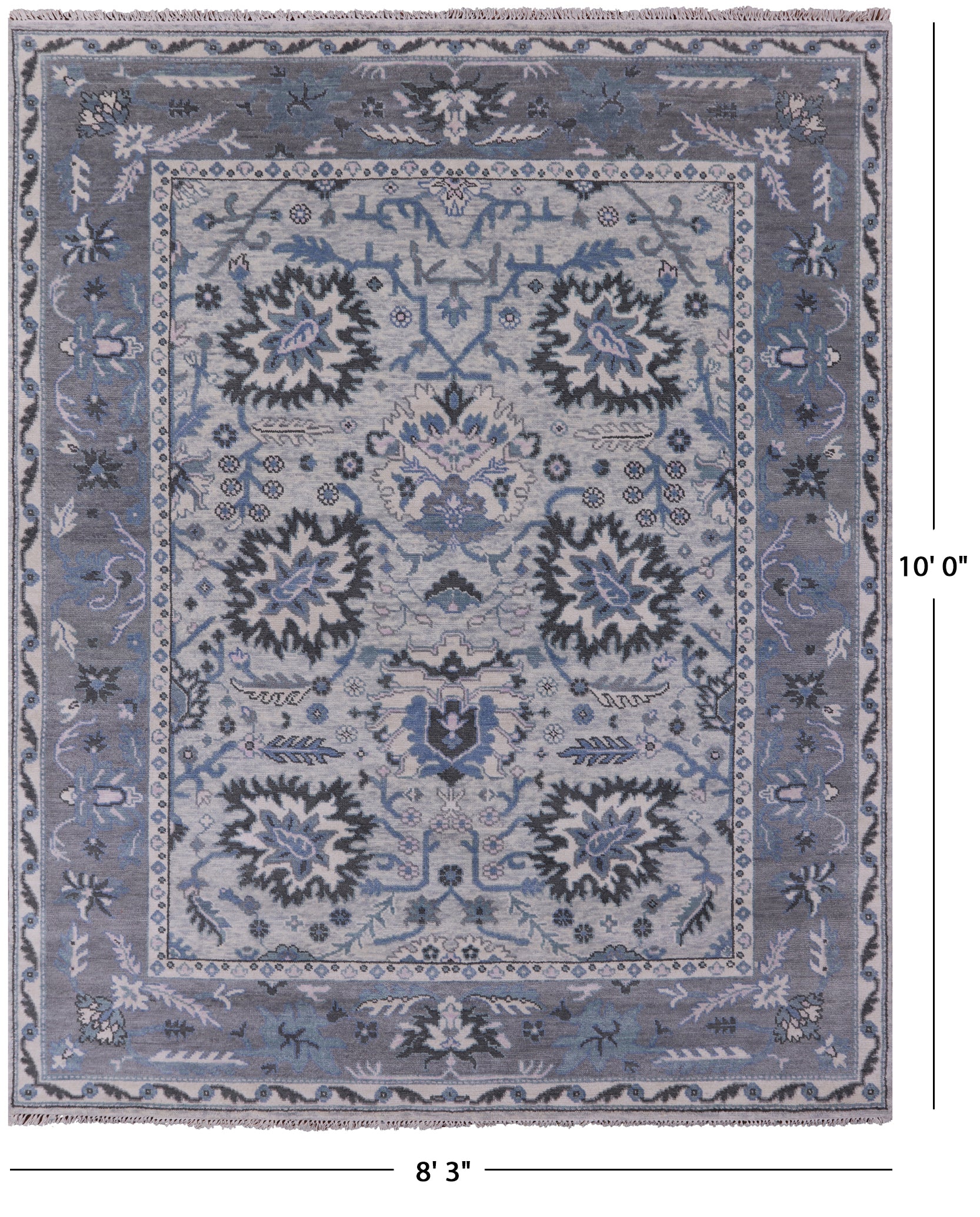 Grey Turkish Oushak Handmade Wool Rug - 8' 3" X 10' 0" - Golden Nile
