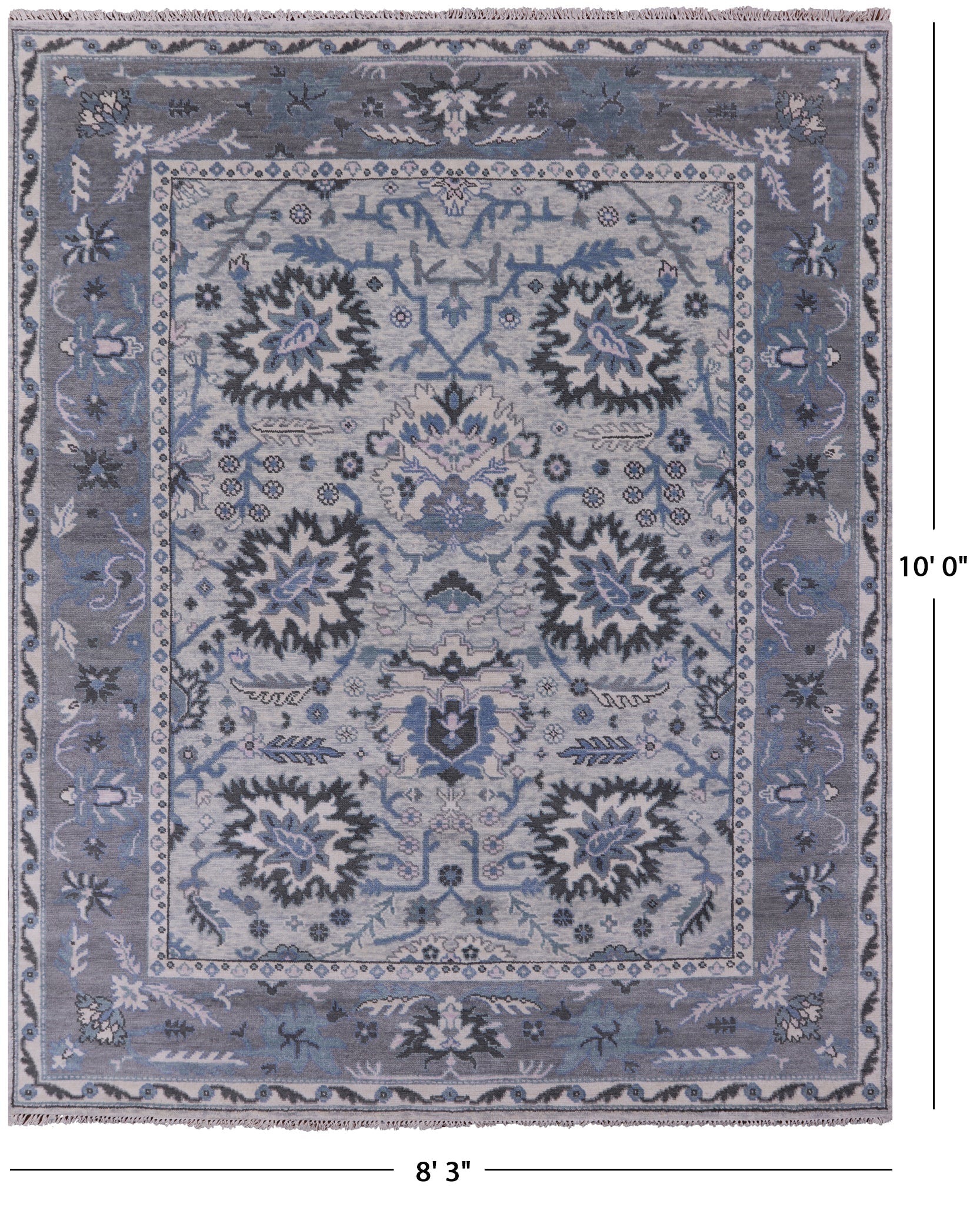 Grey Turkish Oushak Handmade Wool Rug - 8' 3" X 10' 0" - Golden Nile