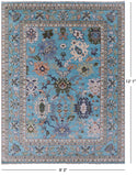 Blue Turkish Oushak Hand Knotted Wool Rug - 9' 3" X 12' 1" - Golden Nile