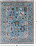 Blue Turkish Oushak Hand Knotted Wool Rug - 9' 3" X 12' 1" - Golden Nile