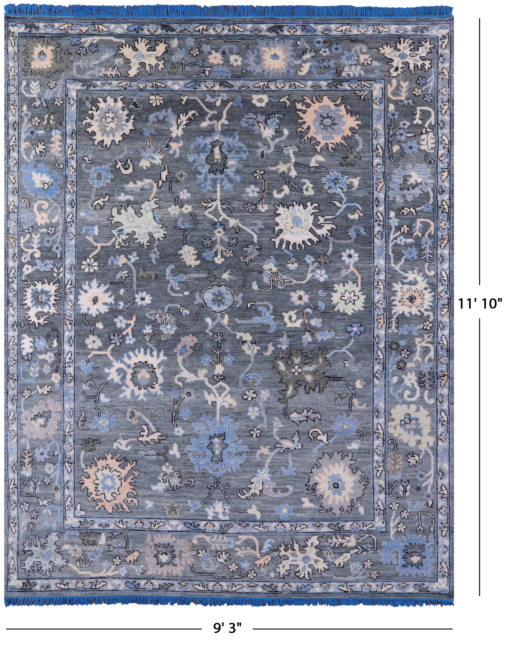 Grey Turkish Oushak Handmade Wool Rug - 9' 3" X 11' 10" - Golden Nile