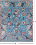 Blue Turkish Oushak Hand Knotted Wool Rug - 8' 1" X 9' 11" - Golden Nile