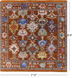 Square Turkish Oushak Hand Knotted Wool Rug - 7' 11" X 8' 0" - Golden Nile