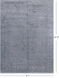Grey Persian Fine Serapi Hand Knotted Wool & Silk Rug - 9' 1" X 12' 2"