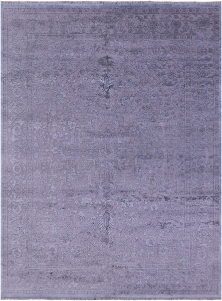 SUPER SALE Grey Persian Fine Serapi Hand Knotted Wool & Silk Rug - 9' 1" X 12' 2"