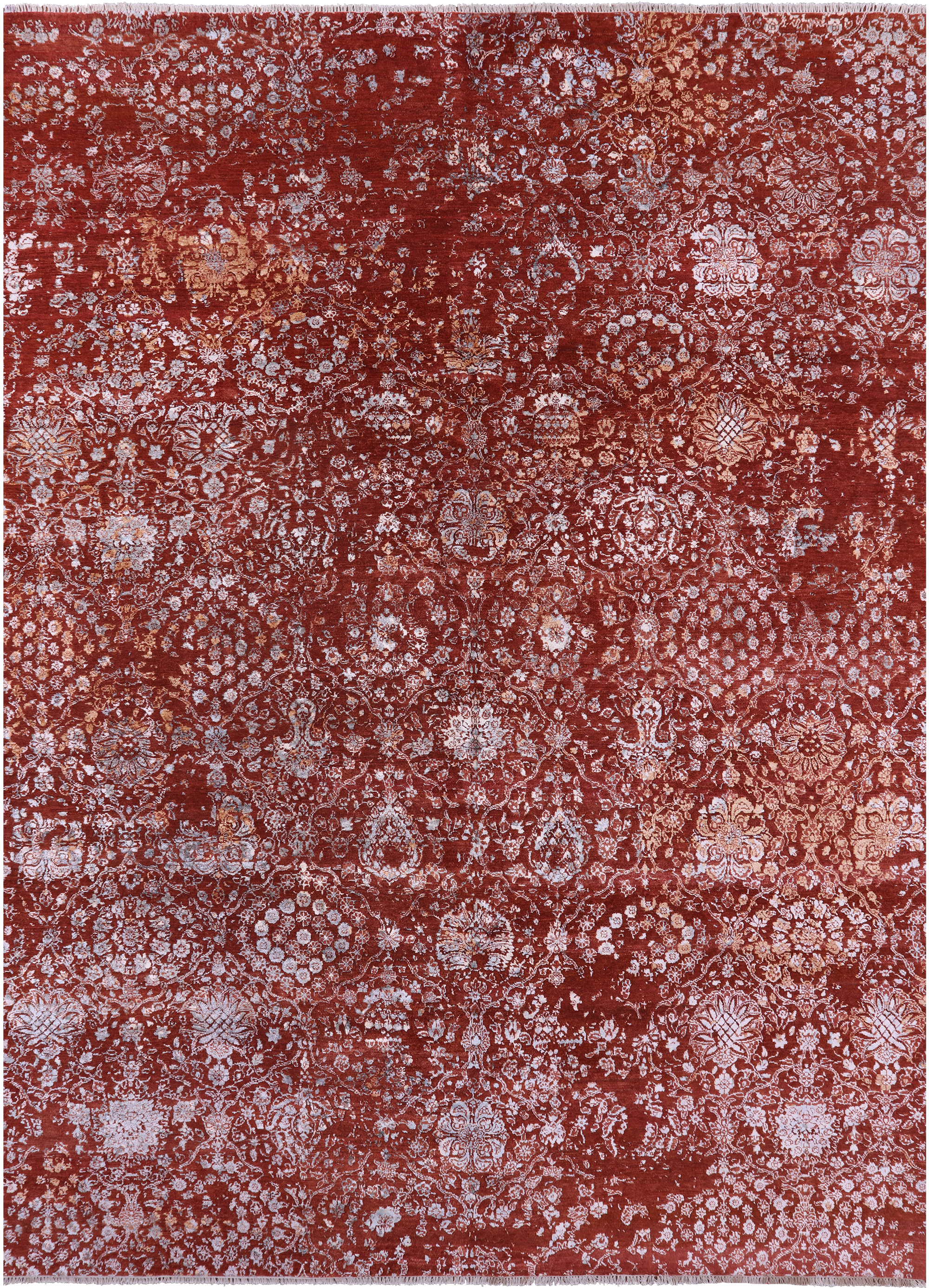 SUPER SALE Modern Handmade Wool & Silk Rug - 8' 11" X 12' 3"