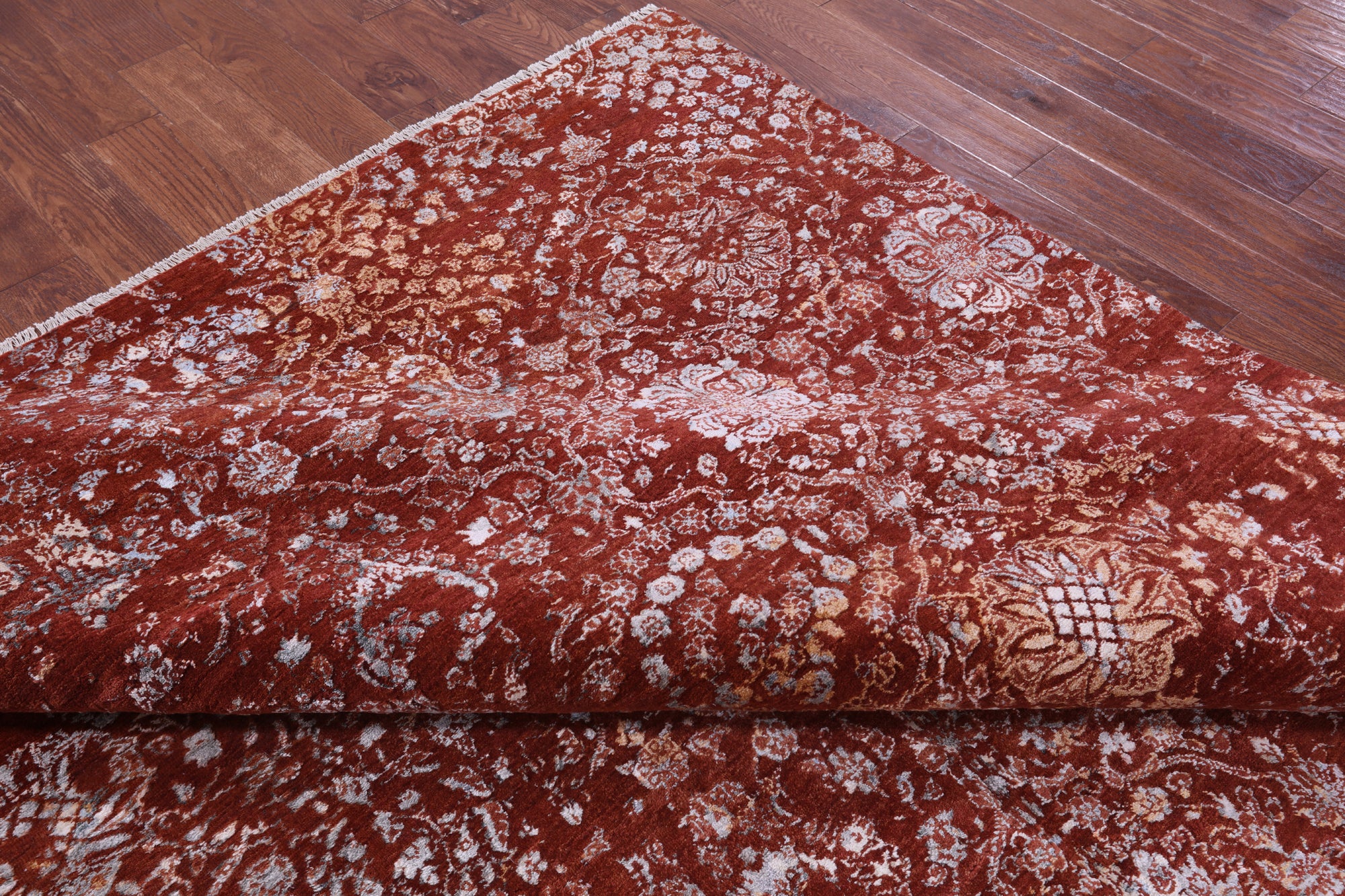 SUPER SALE Modern Handmade Wool & Silk Rug - 8' 11" X 12' 3"