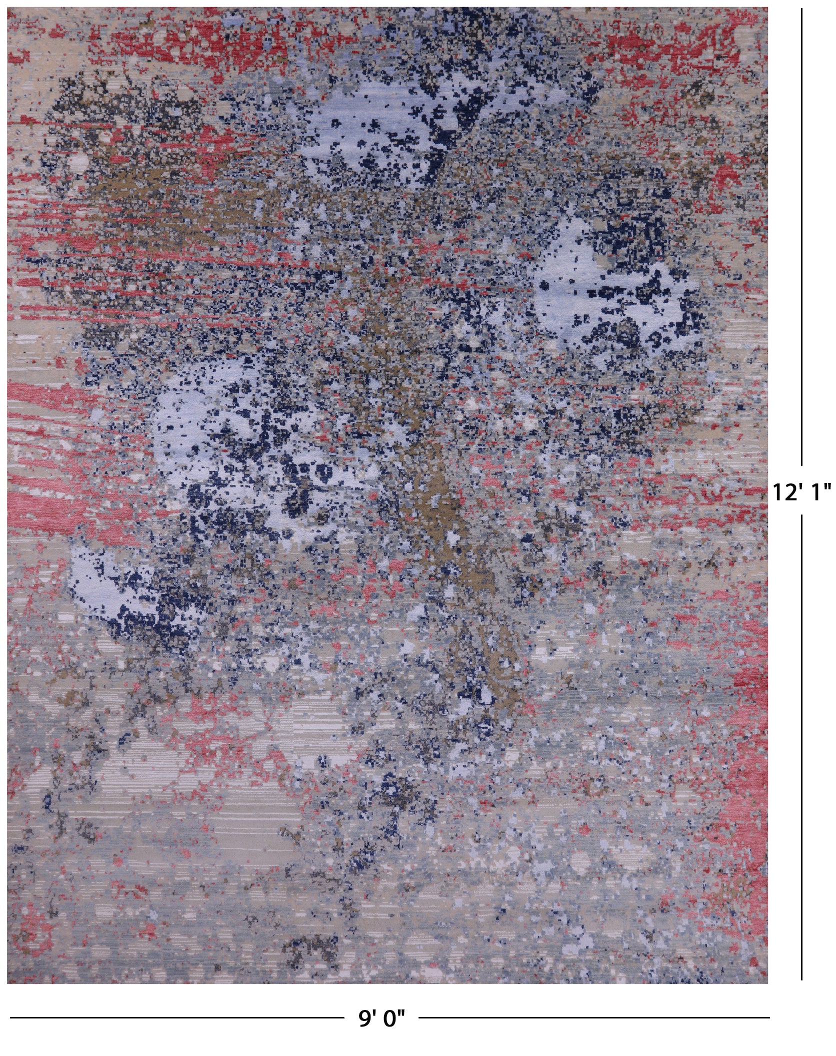 Contemporary Handmade Wool & Silk Rug - 9' 0" X 12' 1" - Golden Nile