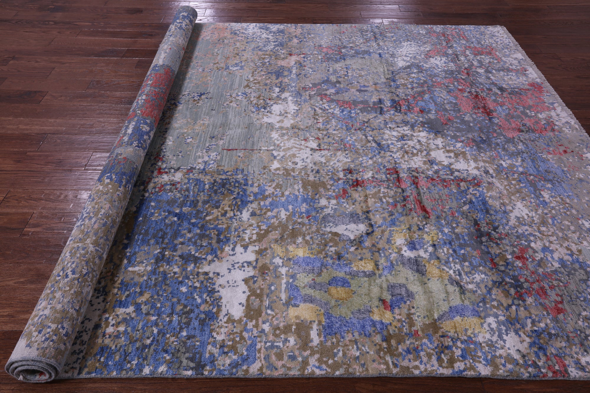 Abstract Contemporary Handmade Wool & Silk Rug - 8' 1" X 10' 1" - Golden Nile