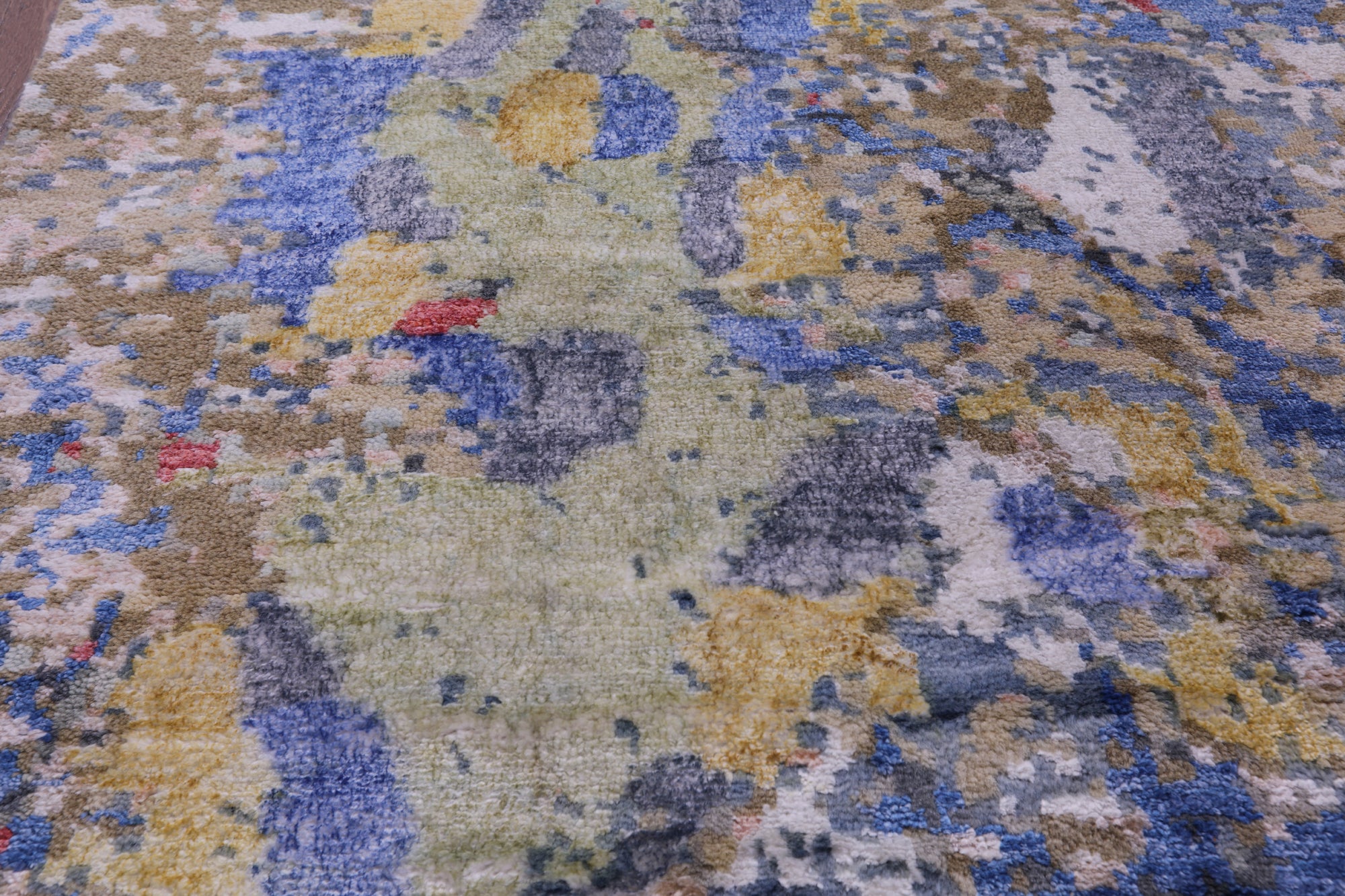 Abstract Contemporary Handmade Wool & Silk Rug - 8' 1" X 10' 1" - Golden Nile