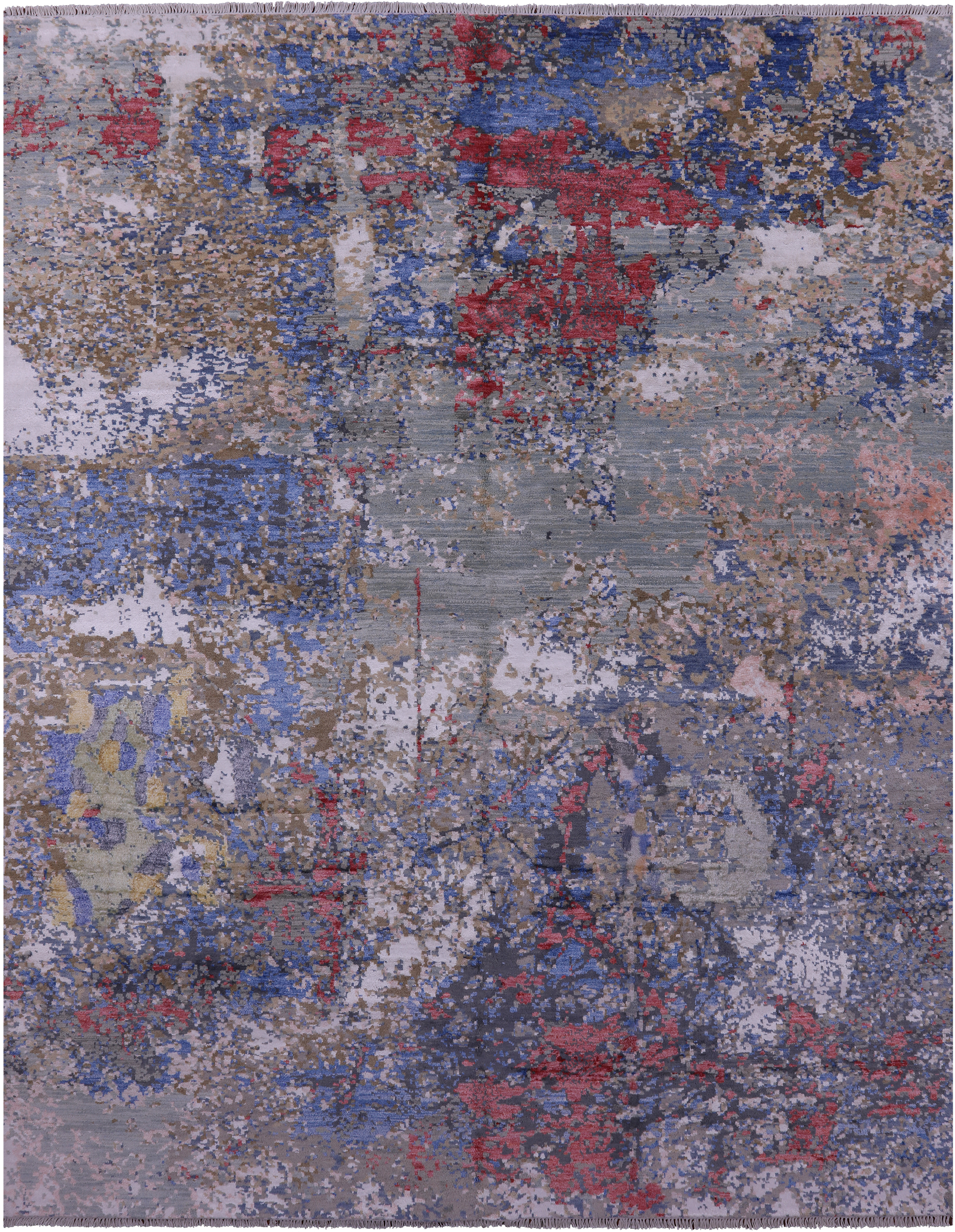 Abstract Contemporary Handmade Wool & Silk Rug - 8' 1" X 10' 1" - Golden Nile