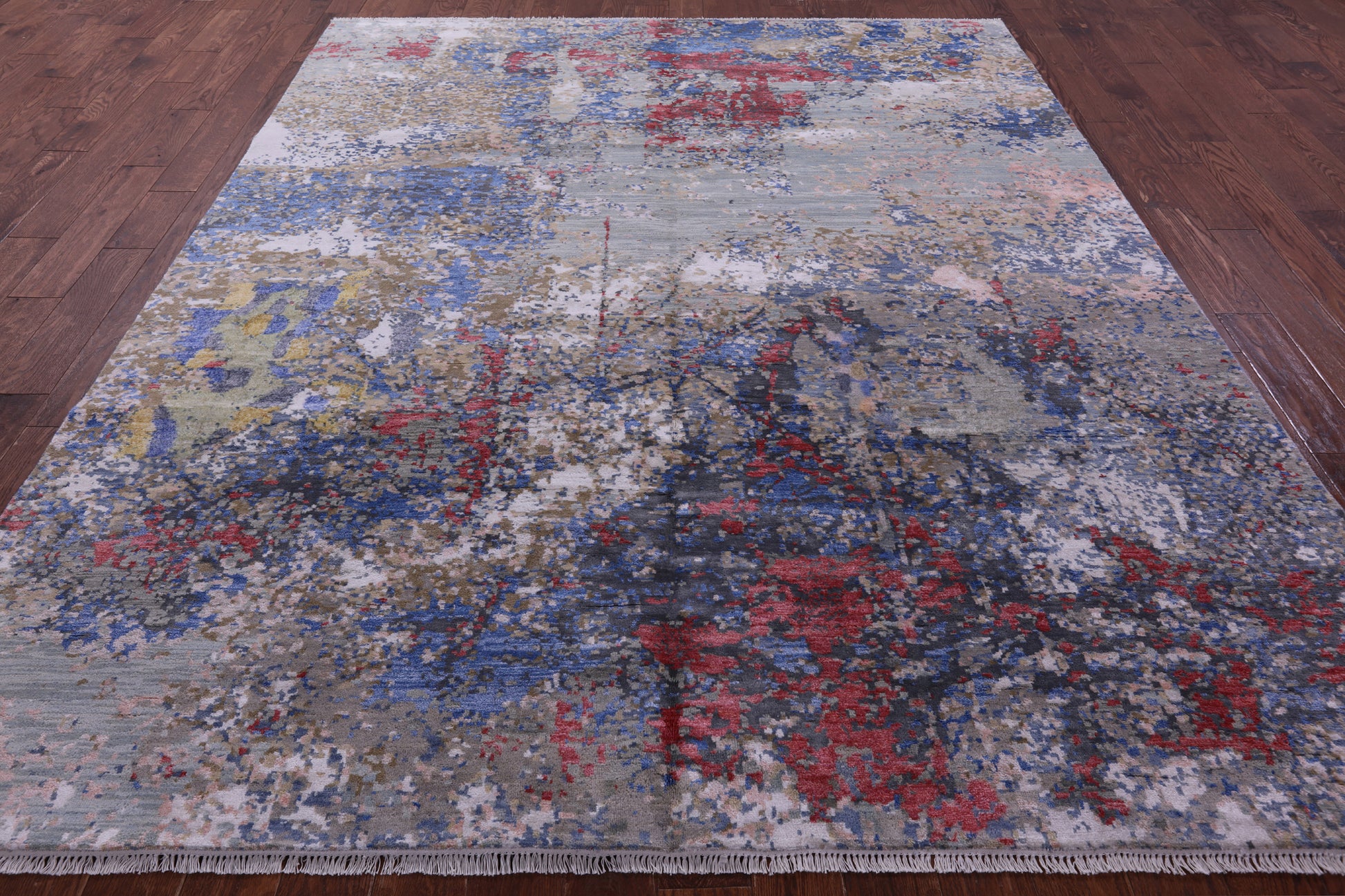 Abstract Contemporary Handmade Wool & Silk Rug - 8' 1" X 10' 1" - Golden Nile