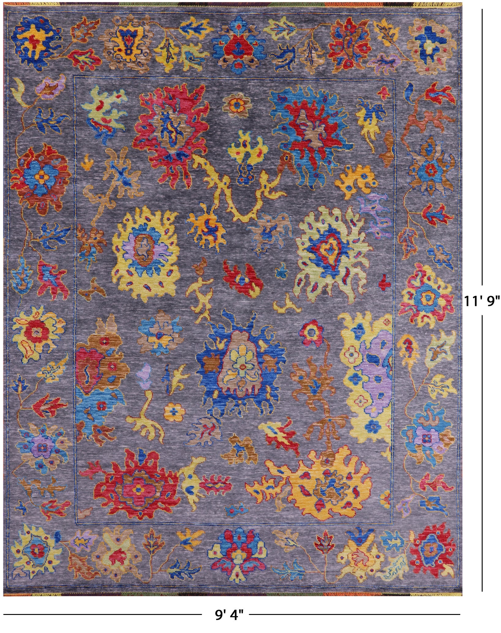 Grey Turkish Oushak Handmade Wool Rug - 9' 4" X 11' 9" - Golden Nile