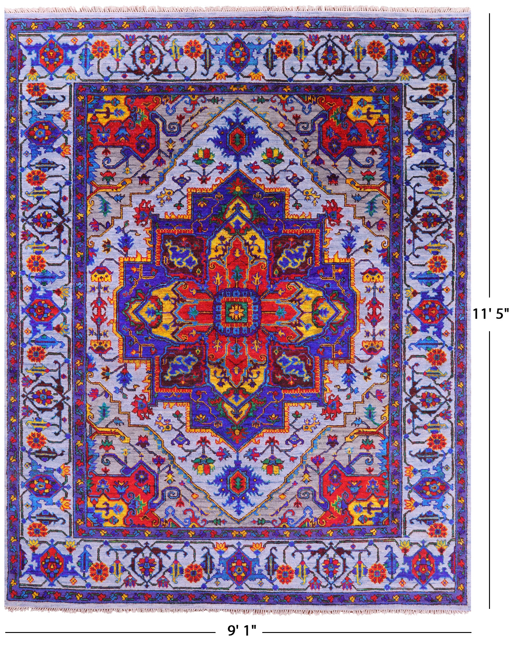 Heriz Serapi Handmade Wool & Silk Rug - 9' 1" X 11' 5" - Golden Nile