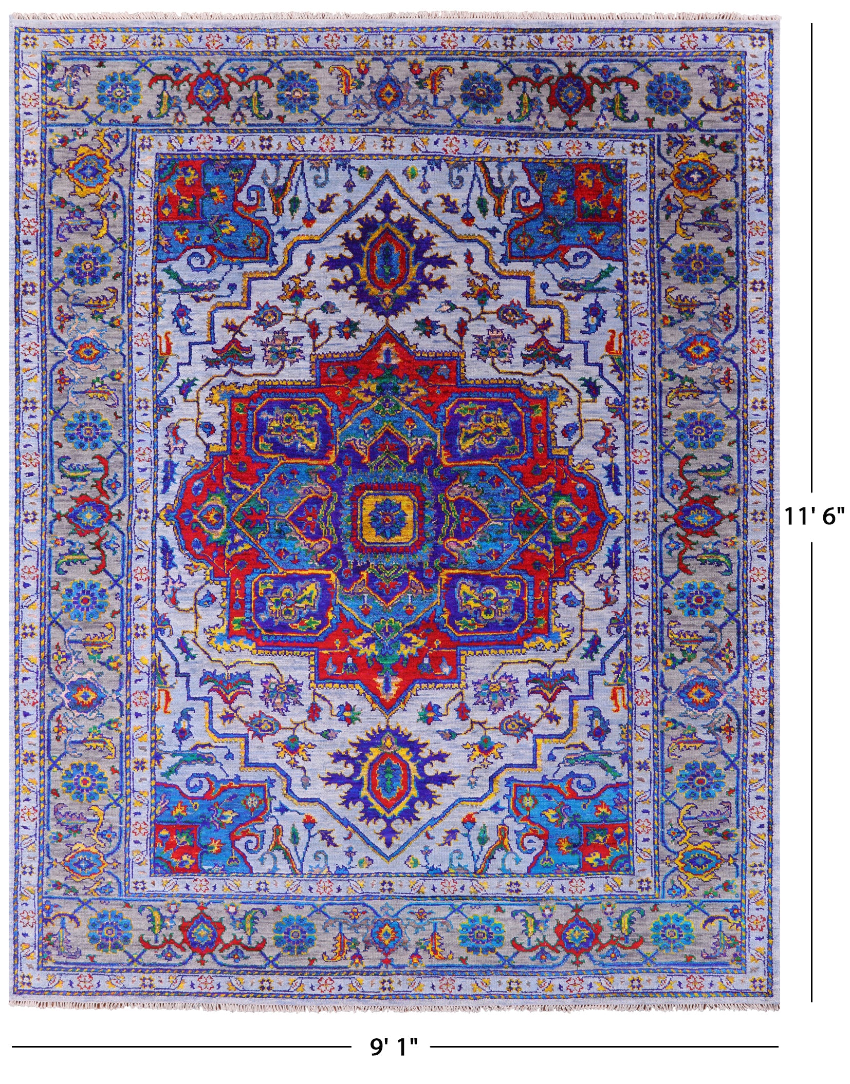 Heriz Serapi Handmade Wool & Silk Rug - 9' 1" X 11' 6" - Golden Nile