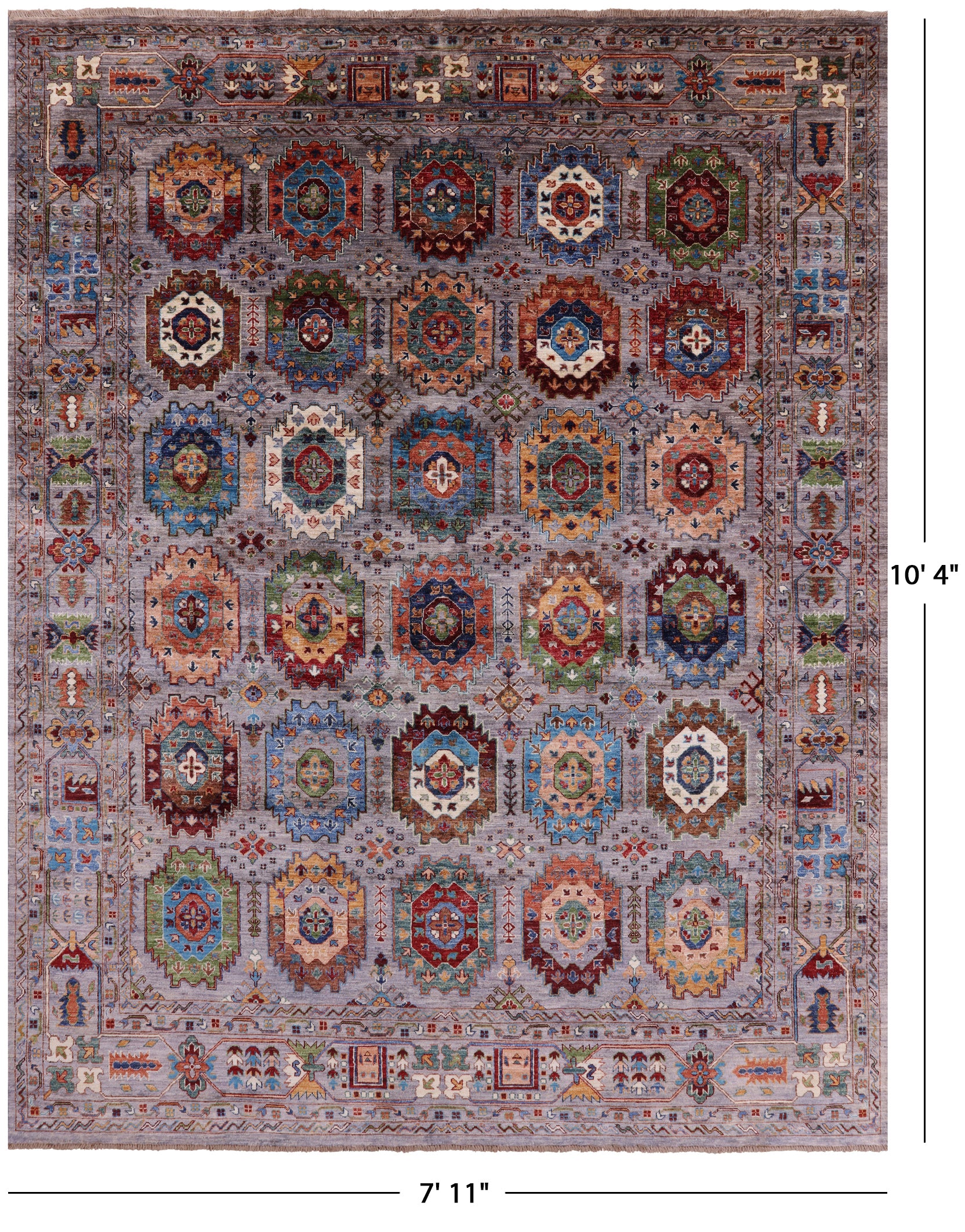 Turkmen Ersari Hand Knotted Wool Rug - 7' 11" X 10' 4" - Golden Nile